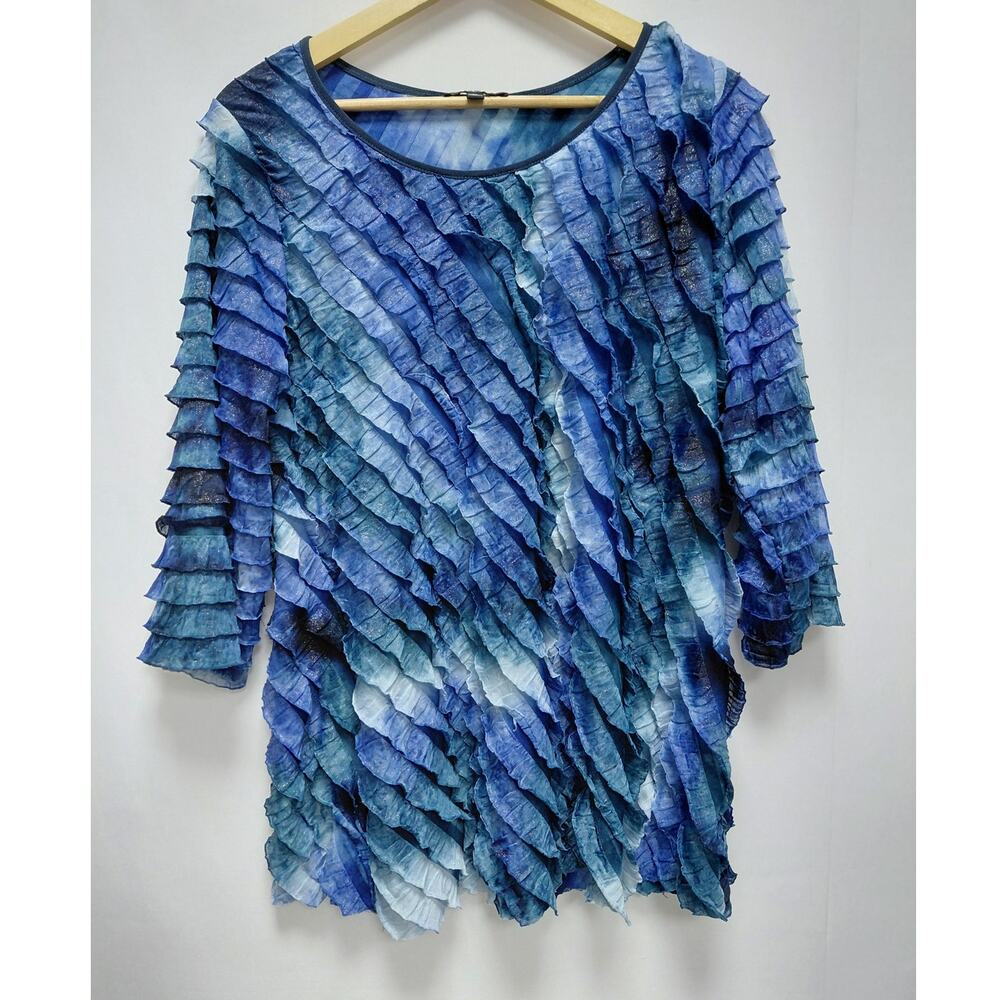 NOTATIONS woman Blue Textured Top Knit 3/4 Sleeve Women Size 1X